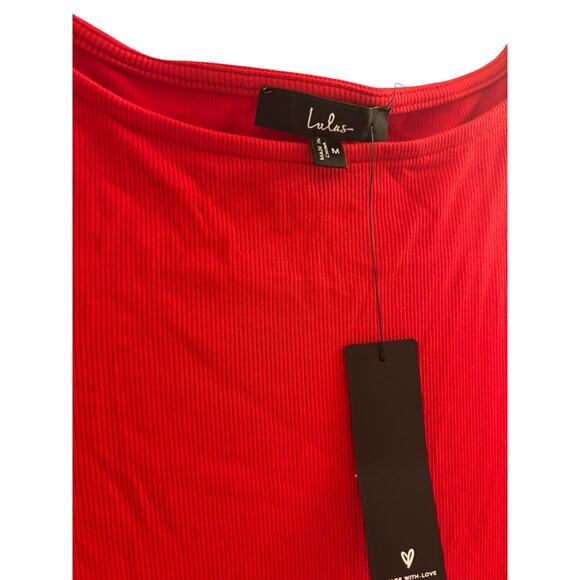 Lulus Red Long Sleeve Mini Dress Size M Ruffle Hem Stretch NWT - Picture 7 of 13